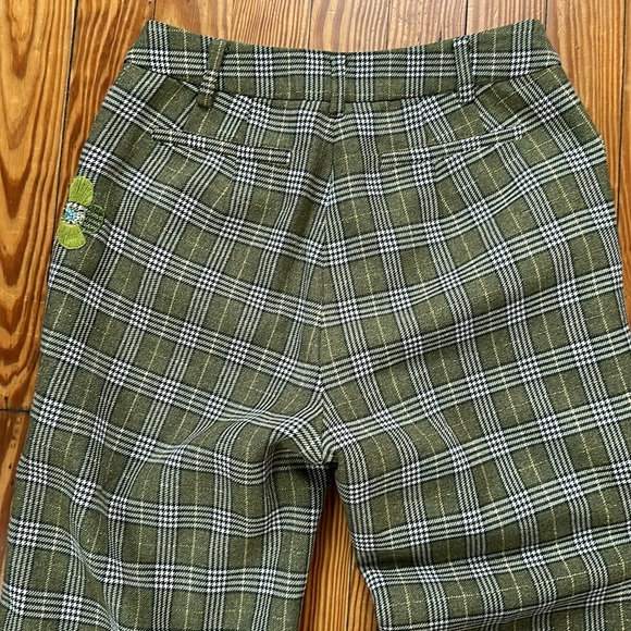MicMac Paris green and gold plaid pants, cropped and cuffed, 27 inch waist. - Picture 4 of 6